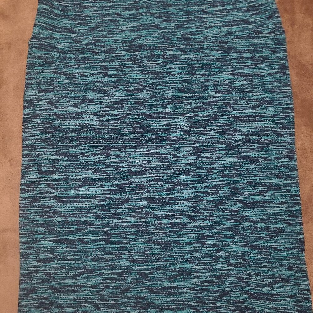 Lularoe Cassie heathered look blue pencil skirt EUC Size XL